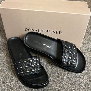 Donald Pliner Black Studded Slides